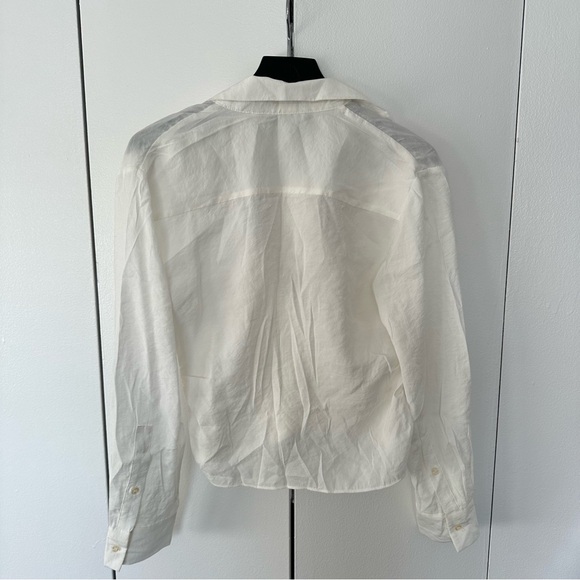 Zara White Blouse/ Fluid Ruched Shirt size M - Picture 3 of 3